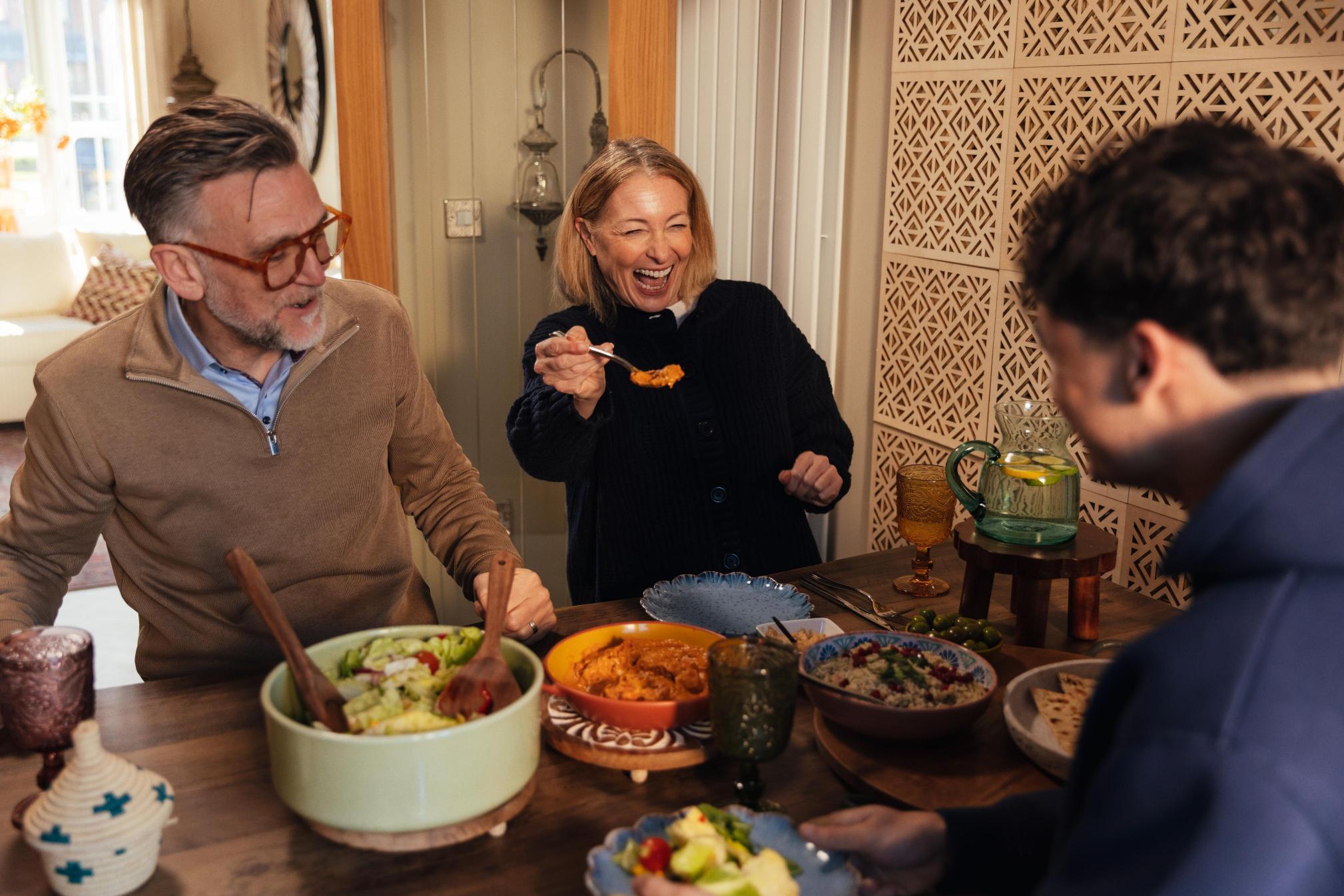 family having dinner
