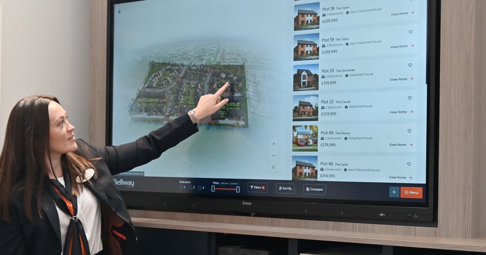 Sales advisor showing interactive site plan