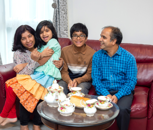 Bellway family on sofa